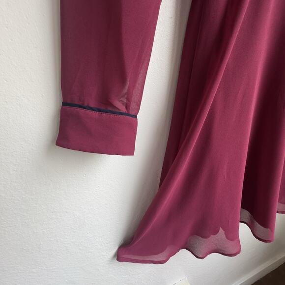 Modcloth NWT Burgundy Pretty Performative Embroider Dress Long Sleeve Retro Sz L - Picture 6 of 14